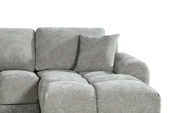 Grey Chenille Fabric 2C1 Corner Sofa AIUTANTE
