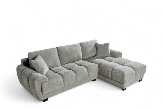 Grey Chenille Fabric 2C1 Corner Sofa AIUTANTE