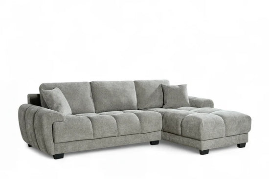 Grey Chenille Fabric 2C1 Corner Sofa AIUTANTE