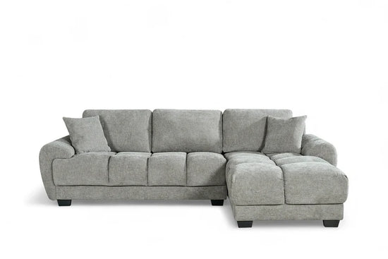 Grey Chenille Fabric 2C1 Corner Sofa AIUTANTE