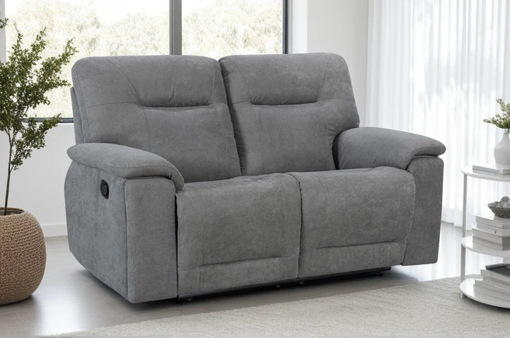 Grey Fabric 2 Seater Manual Recliner Sofa CHAISE