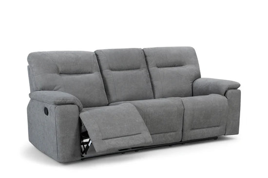 Grey Fabric 3 Seater Manual Recliner Sofa PRESTIGIO