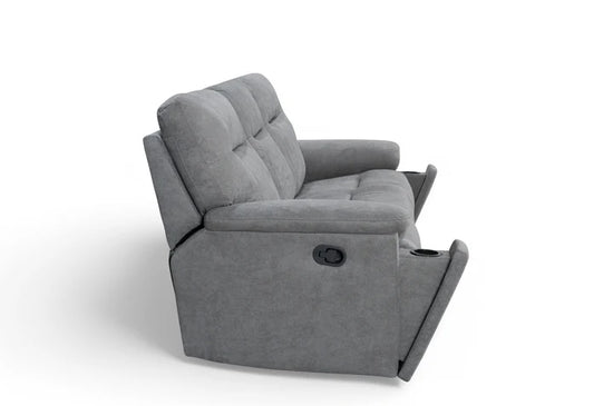Grey Fabric 3 Seater Manual Recliner Sofa PRESTIGIO