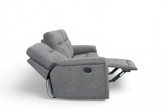 Grey Fabric 3 Seater Manual Recliner Sofa PRESTIGIO