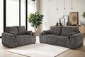 Grey Jumbo Cord 3 + 2 Seater Set Sofa PORTO