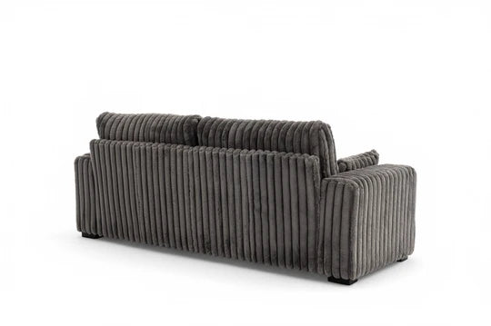 Grey Jumbo Cord 3 + 2 Seater Set Sofa PORTO