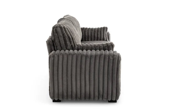 Grey Jumbo Cord 3 + 2 Seater Set Sofa PORTO