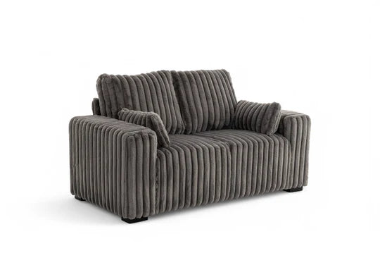 Grey Jumbo Cord 3 + 2 Seater Set Sofa PORTO