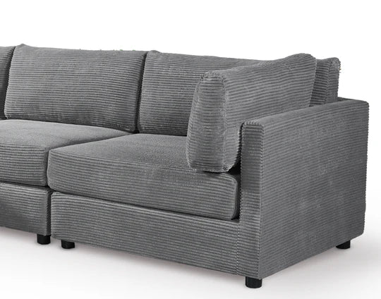 Grey Jumbo Cord Sofa Corner 2C2 Modular TOSCANA