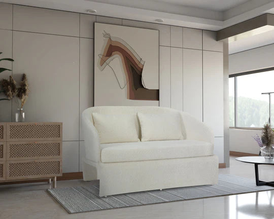 Teddy Boucle Fabric Cream 2 Seater Accent Sofa JACQUELINE