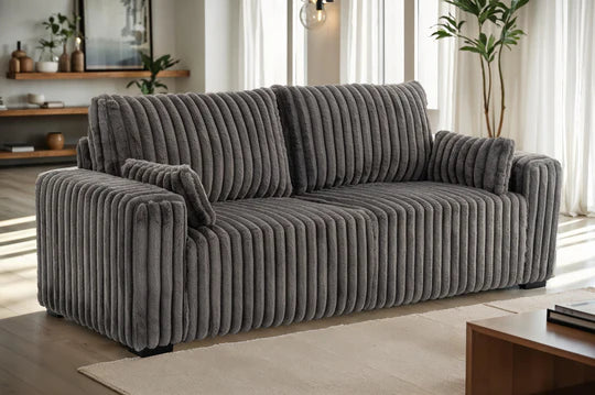 Grey Jumbo Cord 3 Seater Sofa PORTO
