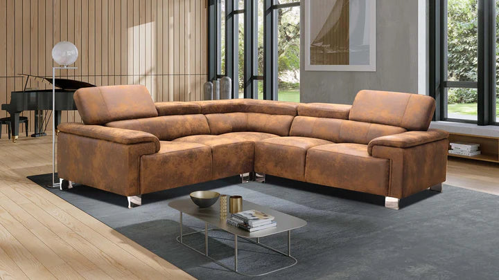 Faux Leather Suede Brown 2C2 Corner Sofa VENTO