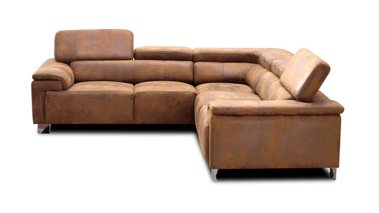 Faux Leather Suede Brown 2C2 Corner Sofa VENTO
