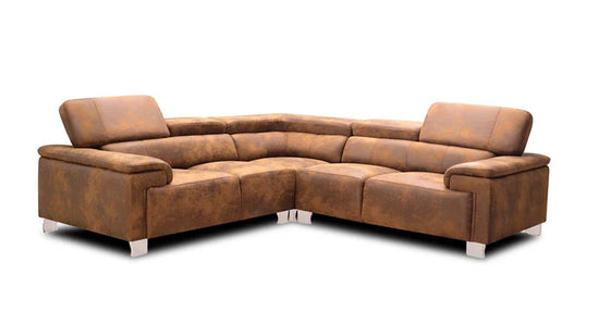 Faux Leather Suede Brown 2C2 Corner Sofa VENTO