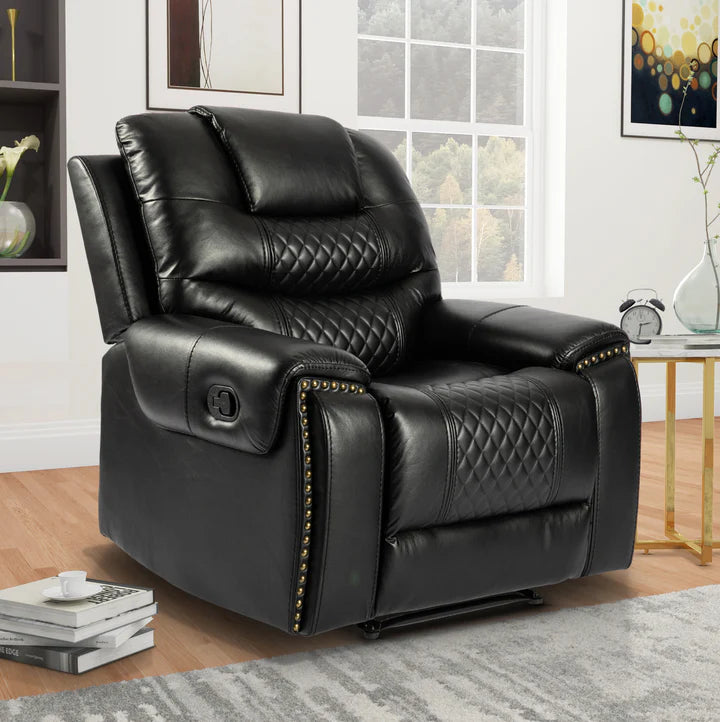 Faux Leather Black Manual Recliner Chair BELLEZZA