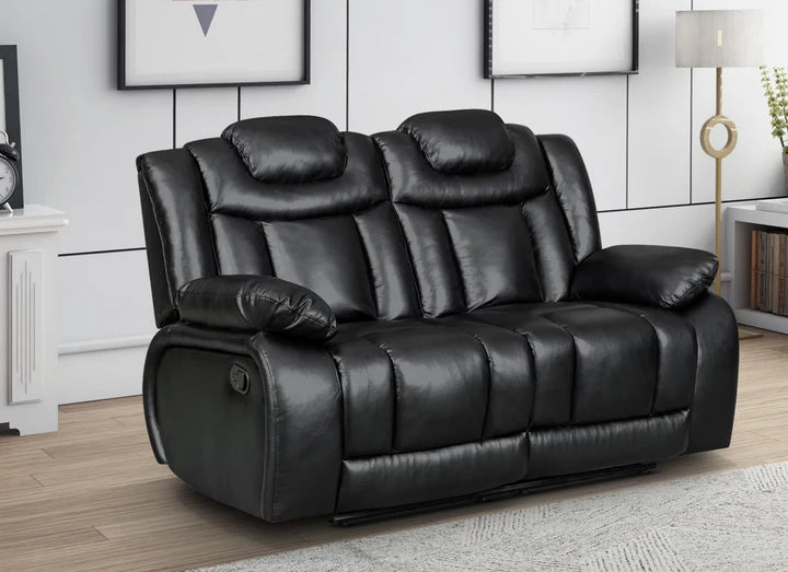 Faux Leather Black 2 Seater Manual Recliner Sofa CLASSICO