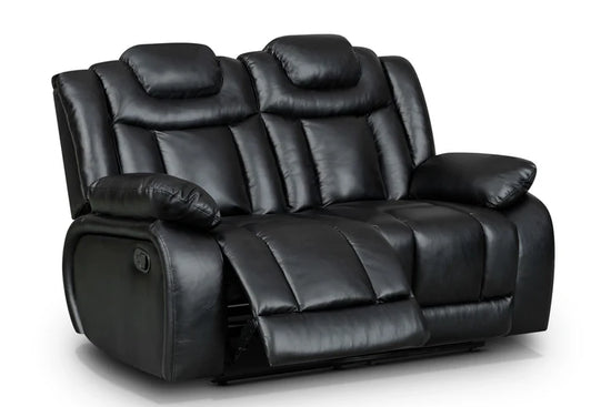 Faux Leather Black 2 Seater Manual Recliner Sofa CLASSICO