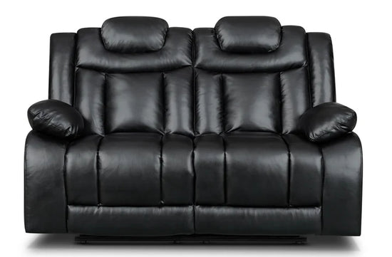 Faux Leather Black 2 Seater Manual Recliner Sofa CLASSICO