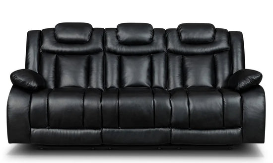Faux Leather Black 3 Seater Manual Recliner Sofa CLASSICO