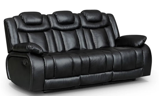 Faux Leather Black 3 Seater Manual Recliner Sofa CLASSICO