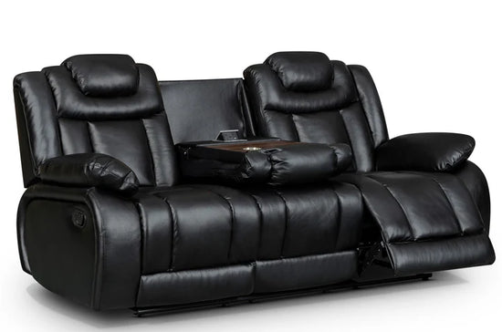 Faux Leather Black 3 Seater Manual Recliner Sofa CLASSICO
