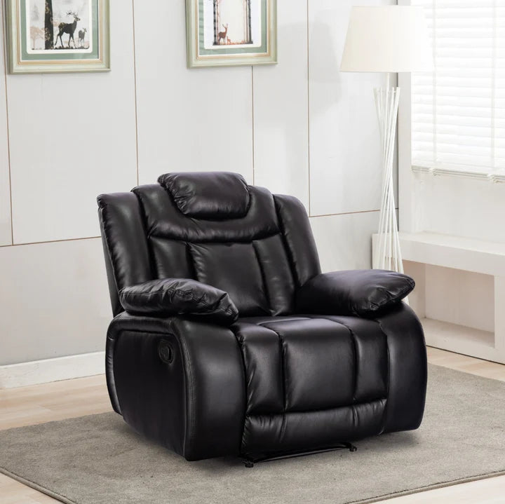 Faux Leather Black Manual Recliner Chair CLASSICO