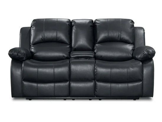 Faux Leather Black 2 Seater Electric Recliner Sofa with Cup Holders and Console SETTEE