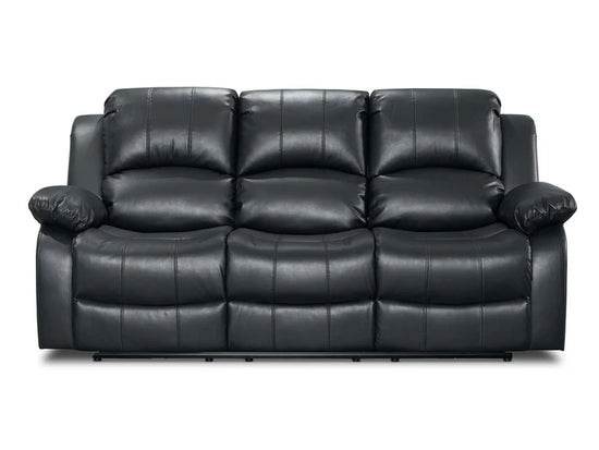 Faux Leather Black 3 Seater Electric Recliner Sofa SETTEE