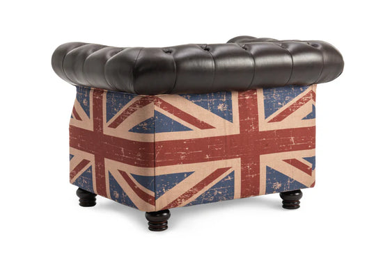 Faux Leather Brown 3 + 1 Seater Union Jack Chesterfield Sofa Set