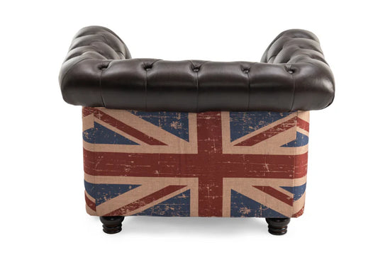 Faux Leather Brown 1 Seater Union Jack Chesterfield Sofa