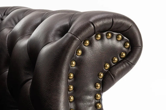 Faux Leather Brown 2 Seater Union Jack Chesterfield Sofa