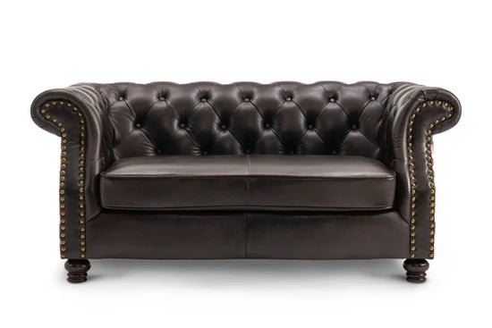 Faux Leather Brown 3 + 2 Seater Union Jack Chesterfield Sofa Set
