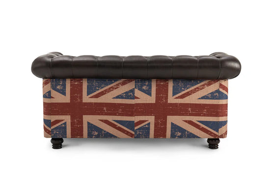 Faux Leather Brown 2 Seater Union Jack Chesterfield Sofa