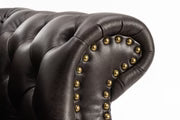 Faux Leather Brown 3 Seater Union Jack Chesterfield Sofa