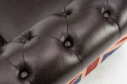 Faux Leather Brown 3 Seater Union Jack Chesterfield Sofa