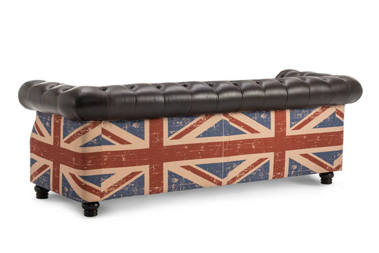 Faux Leather Brown 3 + 1 Seater Union Jack Chesterfield Sofa Set