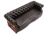 Faux Leather Brown 3 Seater Union Jack Chesterfield Sofa