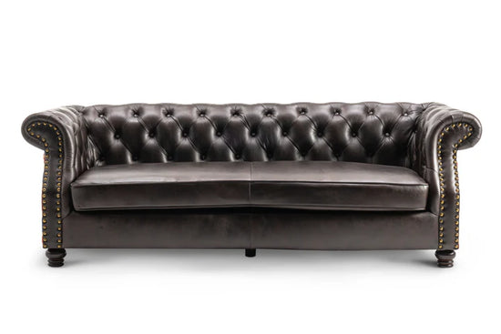 Faux Leather Brown 3 + 1 Seater Union Jack Chesterfield Sofa Set