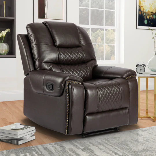 Faux Leather Brown Manual Recliner Chair BELLEZZA