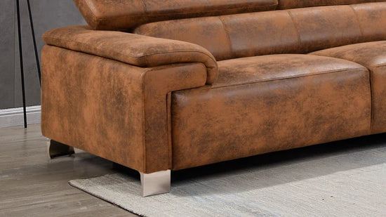 Faux Leather Brown Suede Right Hand Facing Corner Sofa VENTO