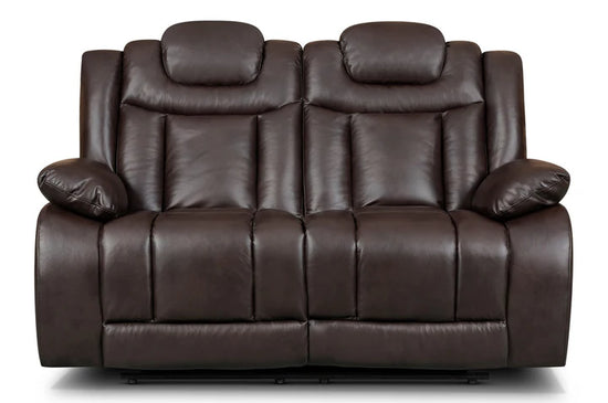 Faux Leather Brown 2 Seater Manual Recliner Sofa CLASSICO