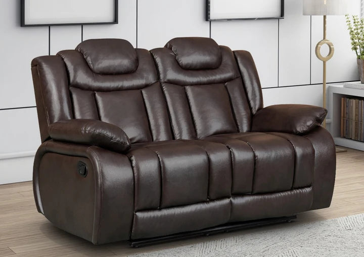 Faux Leather Brown 2 Seater Manual Recliner Sofa CLASSICO