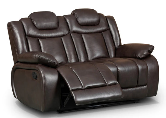 Faux Leather Brown 2 Seater Manual Recliner Sofa CLASSICO