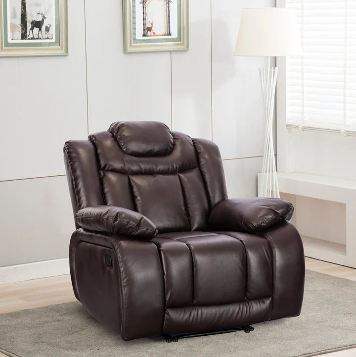 Faux Leather Brown Manual Recliner Chair CLASSICO