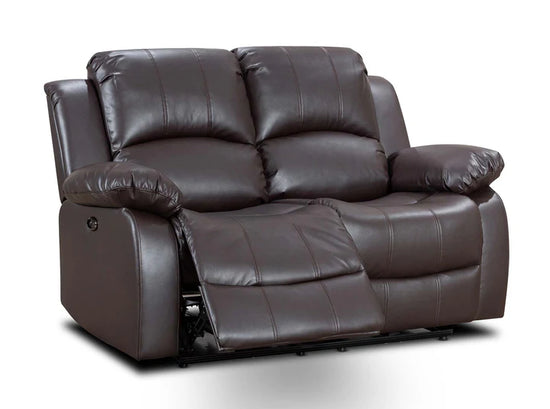 Faux Leather Brown 2 Seater Electric Recliner Sofa SETTEE