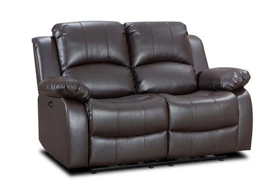 Faux Leather Brown 2 Seater Electric Recliner Sofa SETTEE