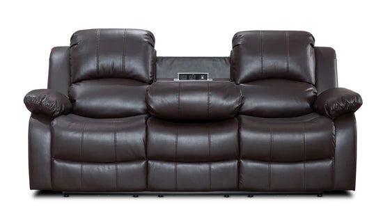 Faux Leather Brown 3 Seater Electric Recliner Sofa SETTEE