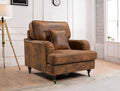 Faux Leather Suede Brown 1 Seater Bella Sofa with Plain Cushions ASBURY