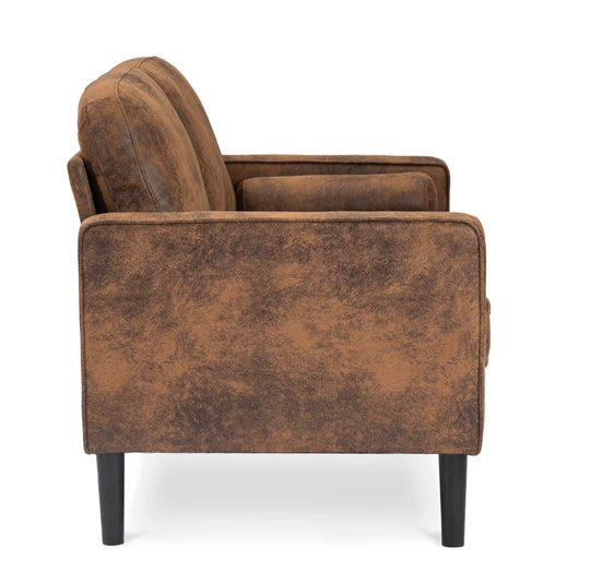 Faux Leather Suede Brown 2 Seater Sofa BRINDISI