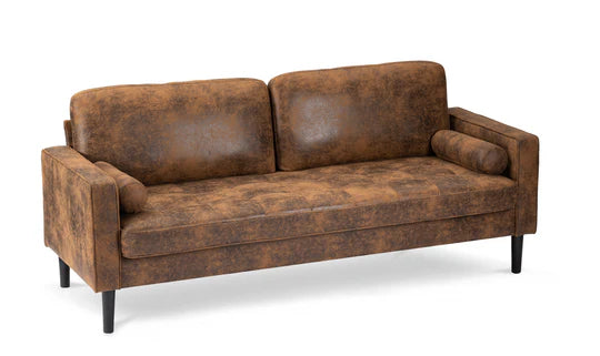 Faux Leather Suede Brown 3 Seater Sofa ACCESSO